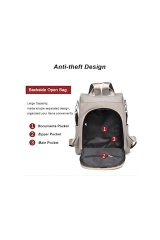 Moveevo Kadın Çift Askılı Sırt Çantası - Minimalist Desenli Nilon Oksford Kumaş - Dışarıda Kullanıma Uygun - Kahverengi Diğer