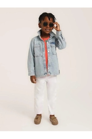 Erkek Çocuk Downhill Yazılı Kot Ceket-15632 Mavi