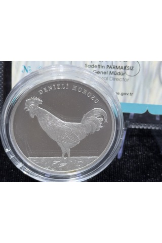 2018 Denizli Horozu 20 Türk Lirası 925 Ayar Gümüş Proof Sertifikalı