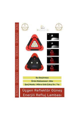 Reflujlamba Abs Şarjlı Usb Lityum Pil 25w Sarı Kırmızı 180 Döner Saplı Refluj Araba Oto Lambası
