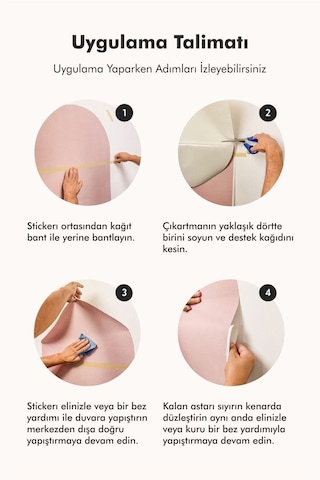 Kendiliğinden Yapışkanlı Kumaş Kanvas Dokulu Duvar Kağıdı Boho Bohem Tarz Oval Duvar Sticker Renkli