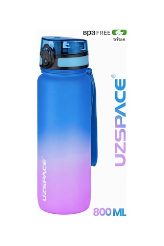 Uzspace 2'li Tritan Matara Seti 800 Ml Çift Renk Softtouch Ff Collection Tritan Su Matarası Mavipembe-turuncumavi