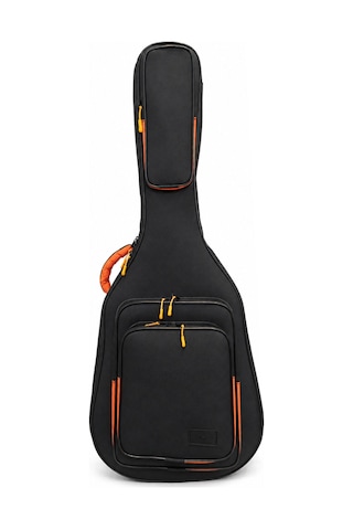 Profesyonel Gigbag Kalın Akustik Gitar Kılıfı-çantası - Siyah - Turuncu1900 Denye Lüx Kumaş - %100 Su Geçirmez