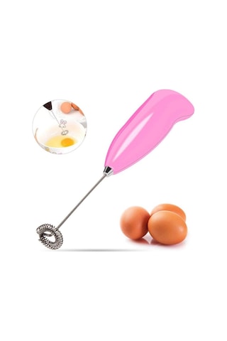 Coffee Whisk Pilli Çırpıcı Mini Pembe Mixer