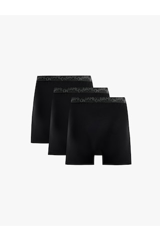 Koton Baskılı Bel Detaylı Pamuklu 3'lü Boxer Seti Siyah 6slm90032mk