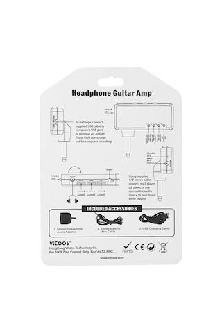 Novahub Vitoos Heavy Rock V2 Gitar Kulaklık Amplifikatörü, Usb Kablo, Siyah, Kompakt, Usb Şarj, Mini Amplify