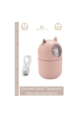 Nemlendirici Sevimli Kedi Usb Sessiz Işıklı Kompakt Masaüstü Ultrasonik Tasarımlı H2o Hava Nemlendi