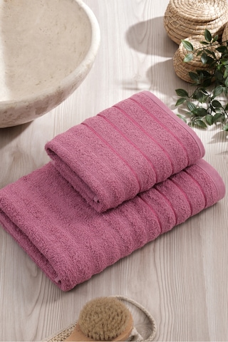 Eponj Home 2li Havlu Seti Dalga 50x85cm+70x140cm Mürdüm Mürdüm