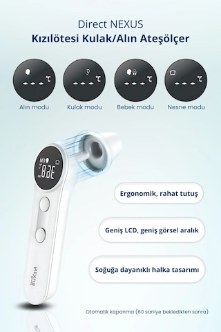 Direct Nexus Dual Kulaktan ve Alından Ateş Ölçer Beyaz