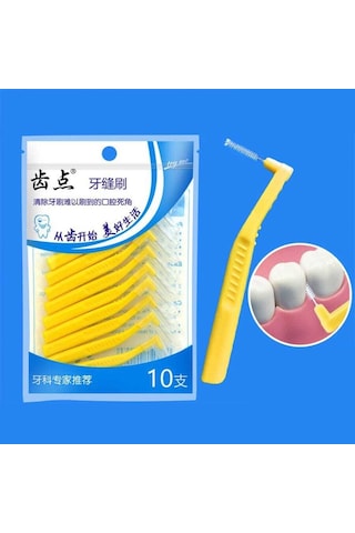 Sones 10 Adet / Paket Ortodontik Dişler Diş Arası Fırçalar Diş Teli Tel Yumuşak Kıllar Sarı