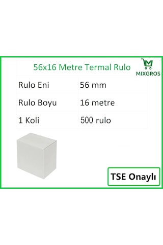 56x16 Metre Termal Kredi Kartı Ve Yazarkasa Pos Rulosu 500 Adet