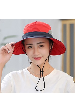 Uv Işınlarına Karşı Koruyucu Geniş Kenarlı Güneş Şapkası - Rahat Kumaşlı Ve Hava Geçirgen Kırmızı