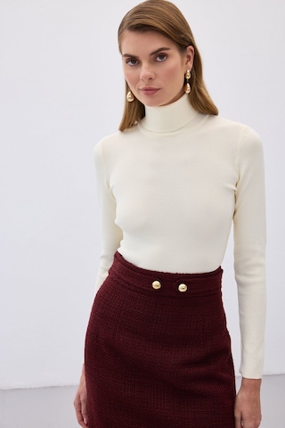 Sateen Tam Balıkçı Triko - Ekru-130140 Ekru
