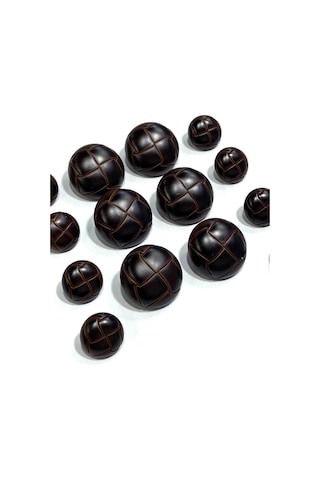 Kahverengi Deri Görünümlü İtalyan / Trençkot Ceket Takım Düğme / 2,5 Cm / 1,7 Cm