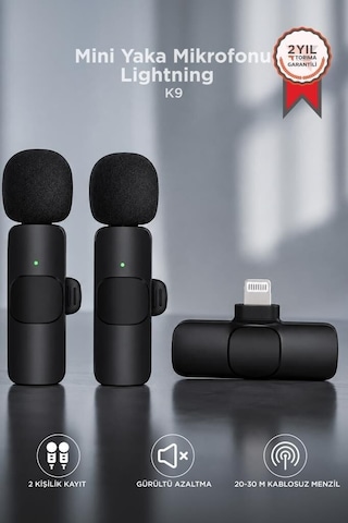 Özel Üretim Mini Yaka Mikrofonu Lightning 2 Adet K9 Aksesuar Sesler Kayitlar