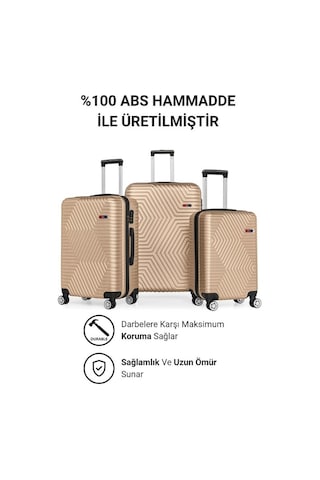 G&d Polo Suitcase Abs 3'lü Gold Lüx Valiz Seyahat Seti 600.06-set Altın