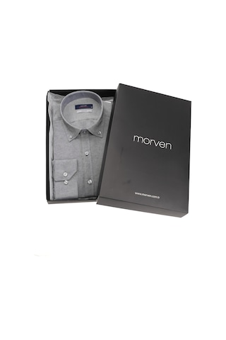 Morven Slim Fit Düğmeli Yaka Oxford Kolay Ütülenebilir Pamuklu Kutulu Uzun Kollu Gömlek
