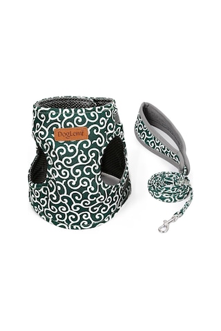 Doglemi Pet Kedi Çekiş Halat Göğüs Koşum Yelek Tipi Çekiş Takım Kedi Yürüyüş İpi, Boyut: S Yeşil Çok Renkli