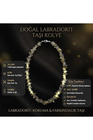 Labradorit Taşı Kolye Çok Renkli