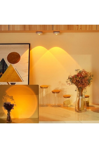 Led Kablosuz Günbatımı Lambası Gece Işığı Projektör  Led Işıkları Gün Batımı Çok Renkli