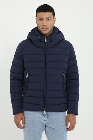 Dufy Erkek Slim Fit Kapüşonlu Lacivert Mont-25293