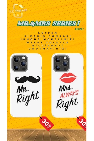 Mr. And Mrs. Right Series Apple Uyumlu iPhone Tüm Modellere Kılıf 678x111213141516 Plus