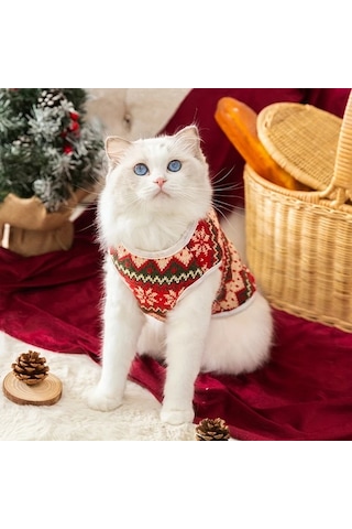 Maxaccess Kışlık Kedi Ceketi Noel Kazak Yünlü Kapamalı Kırmızı Xxl Küçük Köpek Yıkabilir