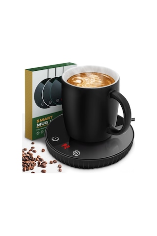 Gajeena 110v Amerikan Standartlı Sıcaklık Regülasyonlu Bardak Isıtıcı - 2 Sıcaklık Seçeneği, 12 Saatli Zamanlayıcı, Su Geçirmez Cam Paneli Siyah