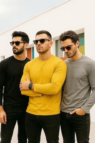 Rich Erkek Sarı-siyah-grimelanj 3'lü Paket Basic Uzun Kollu Body Sarı-siyah-grimelanj