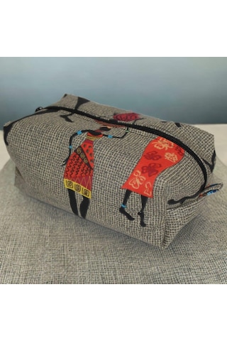 SerSev Etnik Bohem Desenli El Yapımı Duck Kumaş Su Geçirmez Makyaj Çantası
