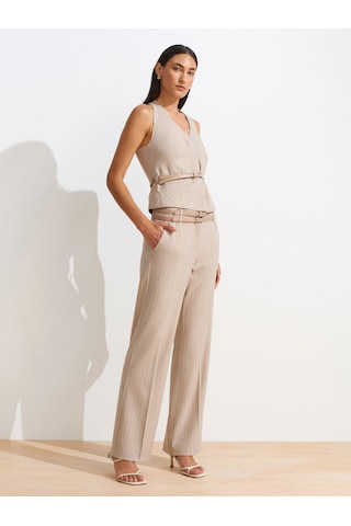 Dilvin 72129 Çift Kemerli Pantolon-bej Bej
