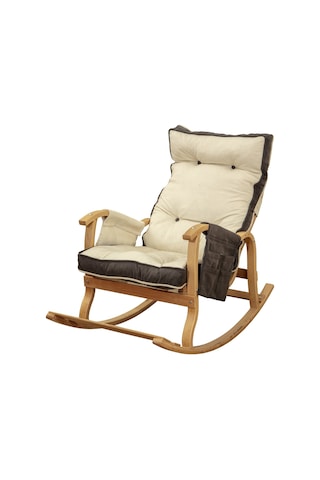 Evoke Lüx Ahşap Çift Minderli Çift Cepli Sallanan Sandalye Antrasit-krem Antrasit - Krem