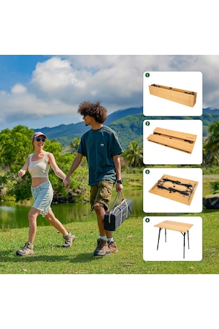Kingcamp Bamboo All-terrain M 80x60 Bambu Kamp Masası Ahşap - Siyah