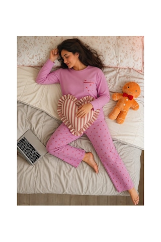 Pemilo Kadın 8940-7 Waffle Pijama Takımı LİLA