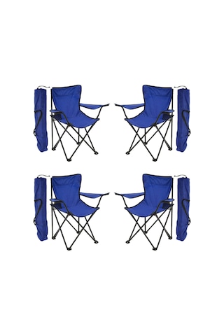 Exent Rejisör Katlanır Çantalı Piknik, Plaj, Balıkçı, Kamp Sandalyesi 4'lü - Lacivert