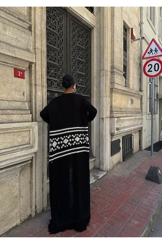 Lymens Jenna Püsküllü Uzun Hırka Siyah