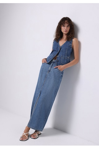 Colin's Colins Slim Fit Düz Düğmeli Kadın Mavi Etek Cl1075299 Q1.v1 Dn44400 Denim