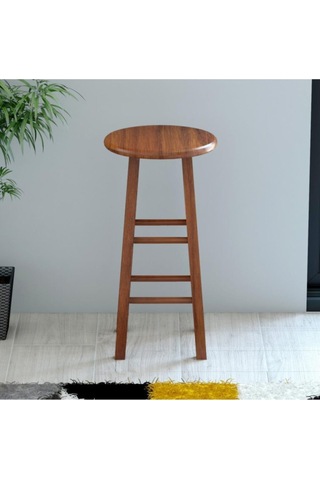 Yuvarlak Masif Bar Taburesi Ceviz Diğer