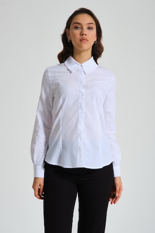 Mizalle Basic Poplin Beyaz Gömlek Beyaz