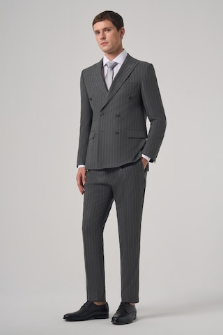 Morven Erkek Füme Poliviskon Trend Çizgili Slim Fit Kruvaze Takım Elbise 26mc001040050 Füme