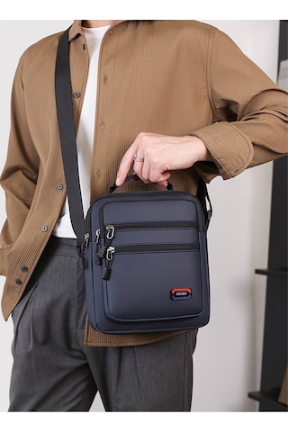 Erkekler İçin Şık Ve Fonksiyonel Tek Omuzlu Çanta Büyük Kapasiteli, Dikey Tasarım, İş Ve Günlük Kullanım İçin Pratik Crossbody Çanta Mavi