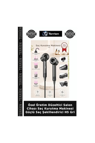 Özel Üretim Düzeltici Salon Cihazı Saç Kurutma Makinesi Güçlü Saç Şekillendirici H5 Gri