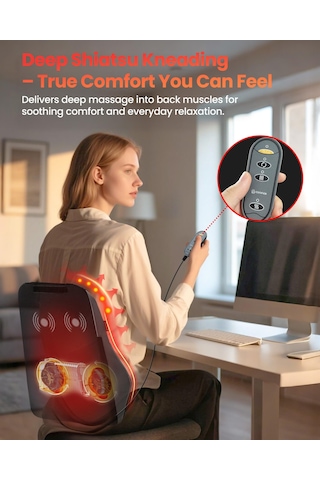 Boyun Sırt Ağrısı Giderici İçin Comfıer Boyun Sırt Masajı Isı İle Shiatsu Masajı, Sırt Boyun Ve Omuz İçin 3d Yoğurma Masajı, Erkekler İçin Hediye Olarak Masaj Yastığı