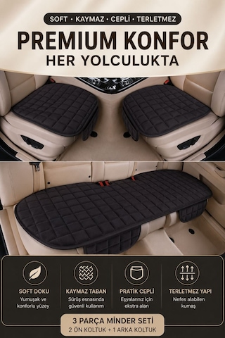 Araç İçi Soft-kaymaz Taban Cepli Terletmez Araç Oto Minder Seti 99301424