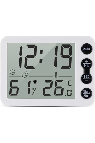 Ts-9606-wb Geniş Ekran Alarm Zamanlayıcı Sıcaklık Nem Ölçer Beyaz Siyah Beyaz + Siyah