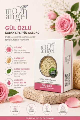 Kabak Lifli Sabun Gül Özlü Nemlendirici Ve Yatıştırıcı Cilt Bakım Sabunu