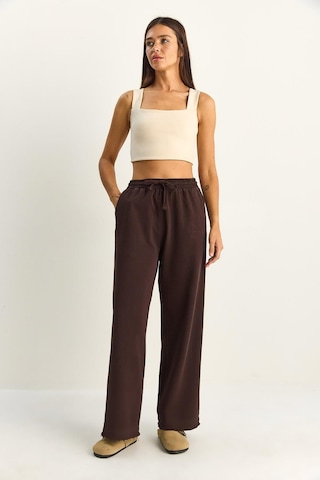 Shade Kadın Beli Lastikli Paça Detaylı Palazzo Kalıp Pamuk Gabardin Yazlık Pantolon 60283323 - Acı Kahve Acı Kahverengi