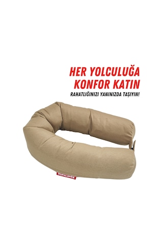 Xpermate Fermuarlı Cırt Cırtlı Seyahat Boyun Yastığı 110 CM Bej