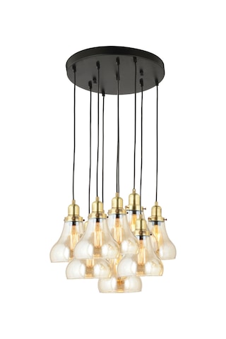 Lampaluce Cono Modern Sarkıt Salon Avizesi 9'Lu Sarı 45X70Cm