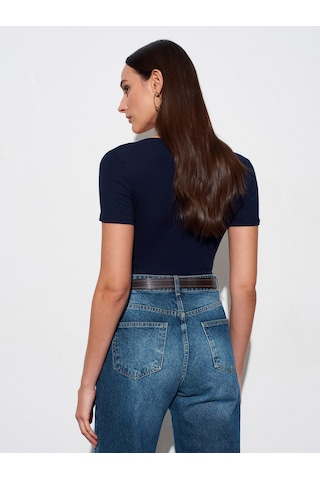 Dilvin 32758 V Yaka Kısa Kollu T-shirt-k.lacivert